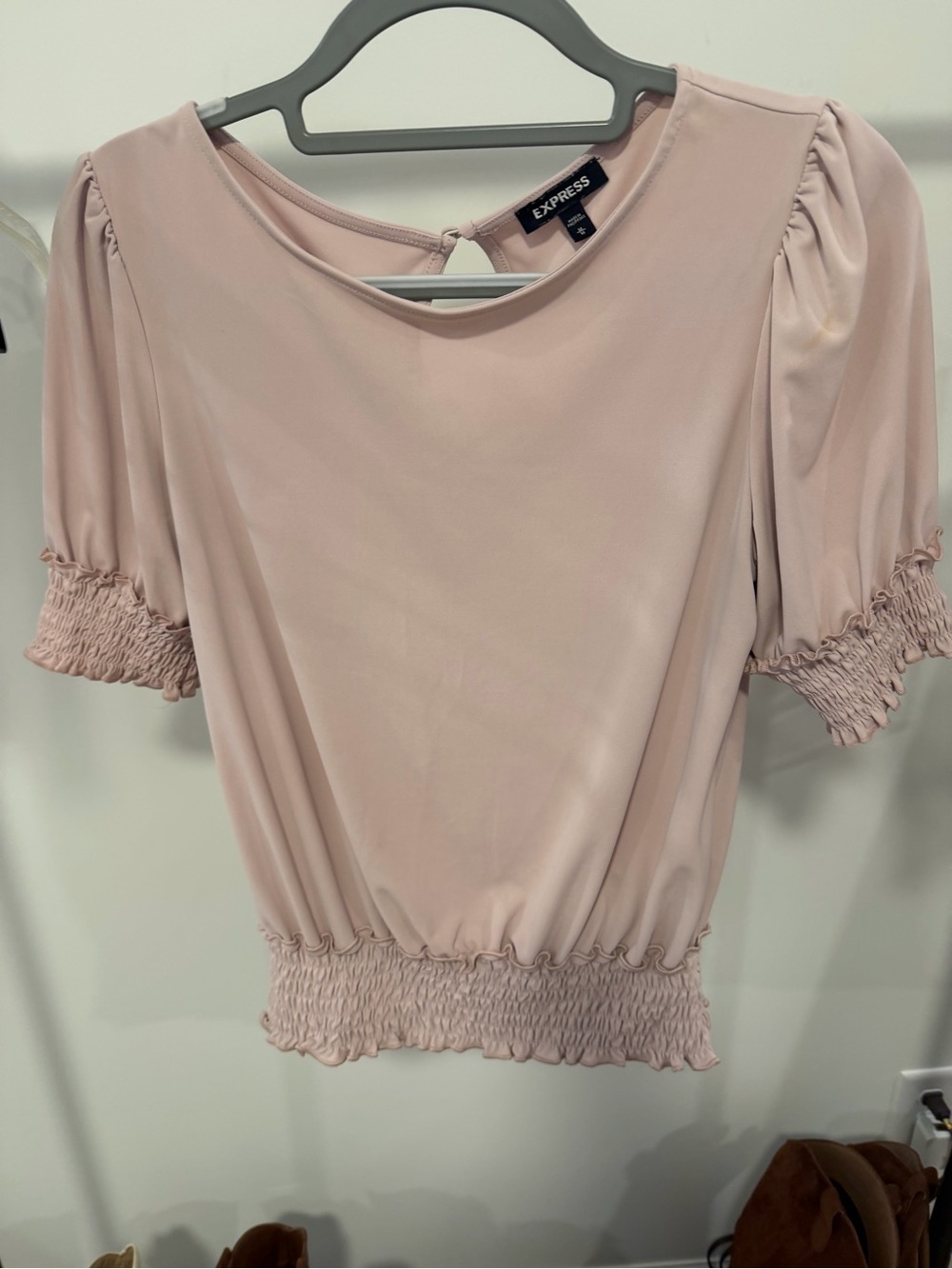 Express Pink Puff Sleeve Blouson Top